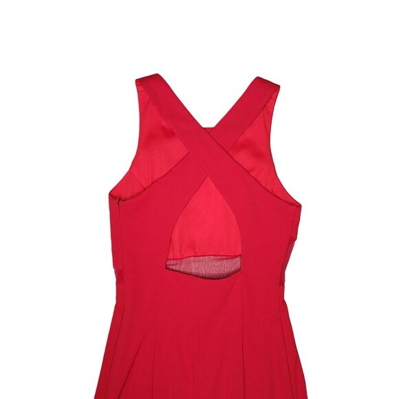 Faviana Stunning Red Evening Gown Prom Dress By Size 6 open back mesh side slit - Picture 4 of 8